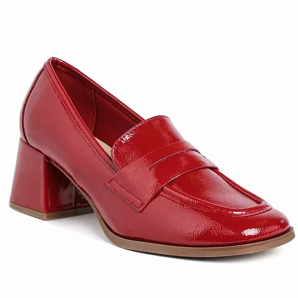 London Rag NWOT SZ 6 Umdoni Penny Pump Red Block Heels Academia Chic